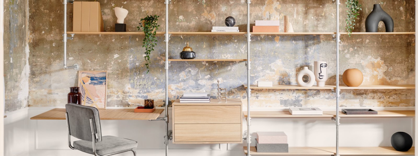 With hanger + shelves + dressers